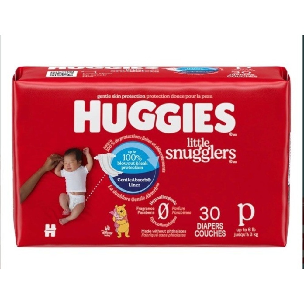 Case 6 Pack Huggies Little Snugglers Baby Diapers Size Preemie (Up to 6 lbs) NEW
